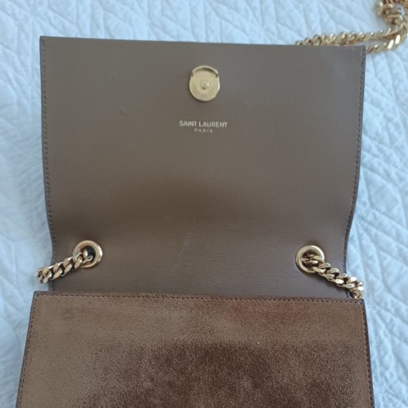 SOLD: Authentic YSL Rare Monogram Small Suede Tassel Crossbody Bag, Camel - Picture 8 of 15